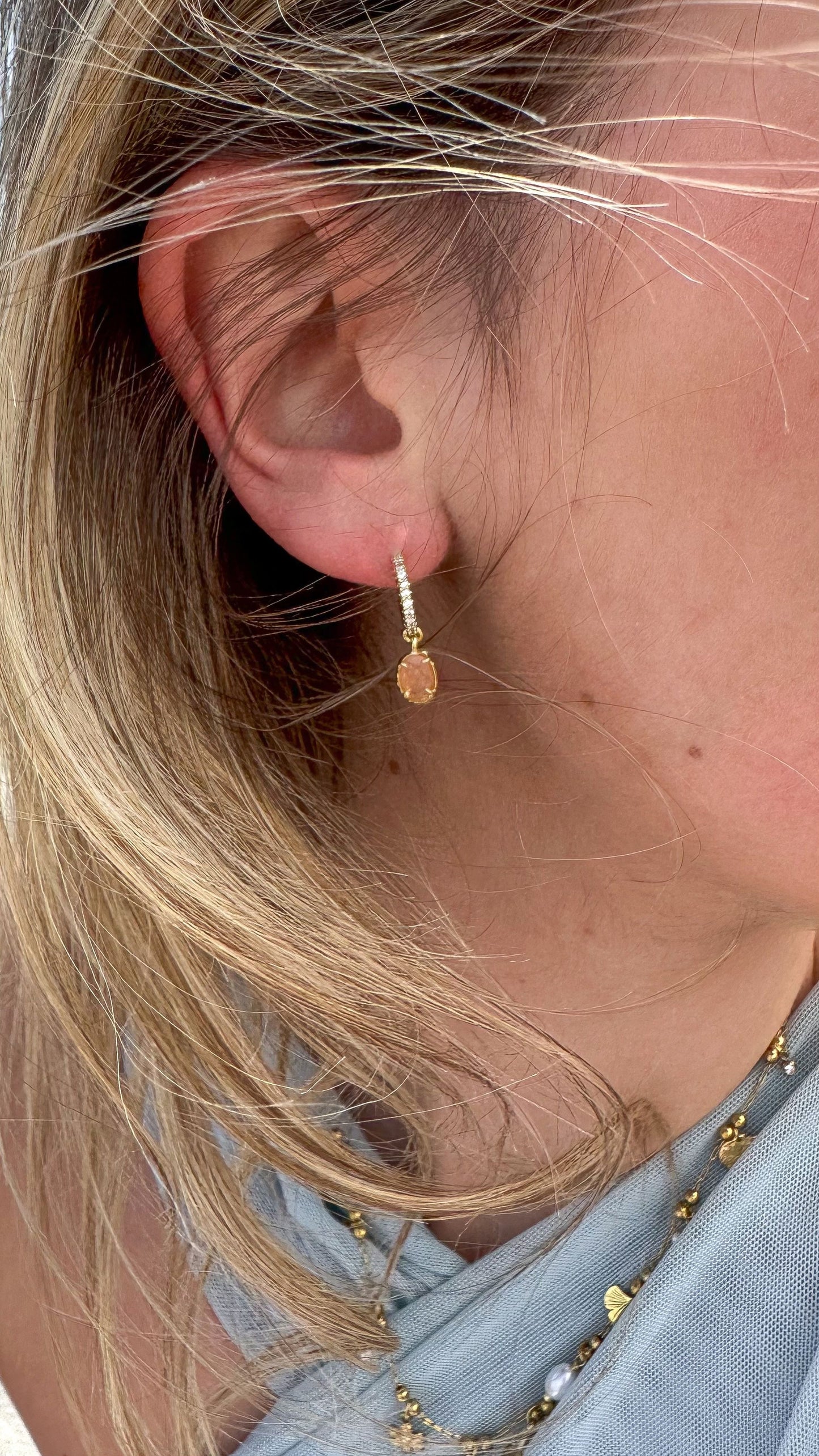 Boucles "Ambre" pierre de soleil