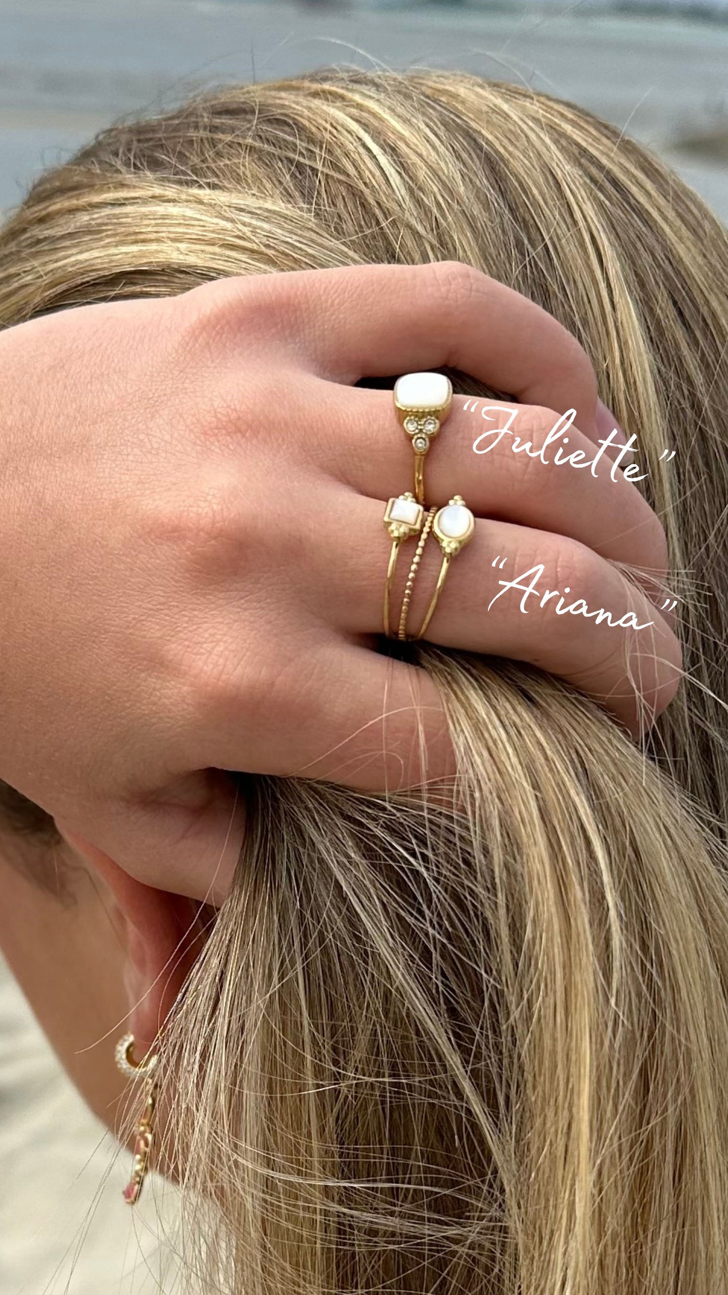Bague "Juliette" nacre blanche