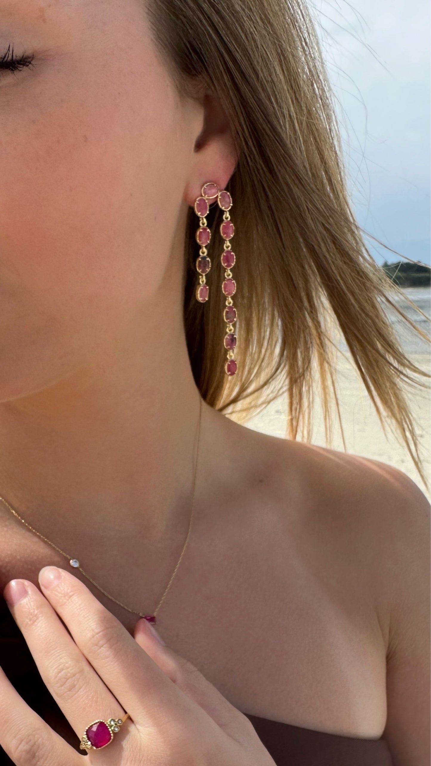 Boucles "Eden" tourmaline rose