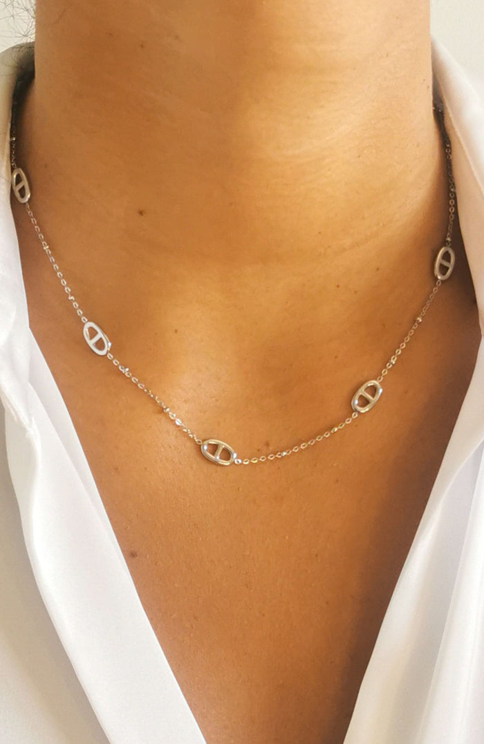 Collier "Ambre" argenté