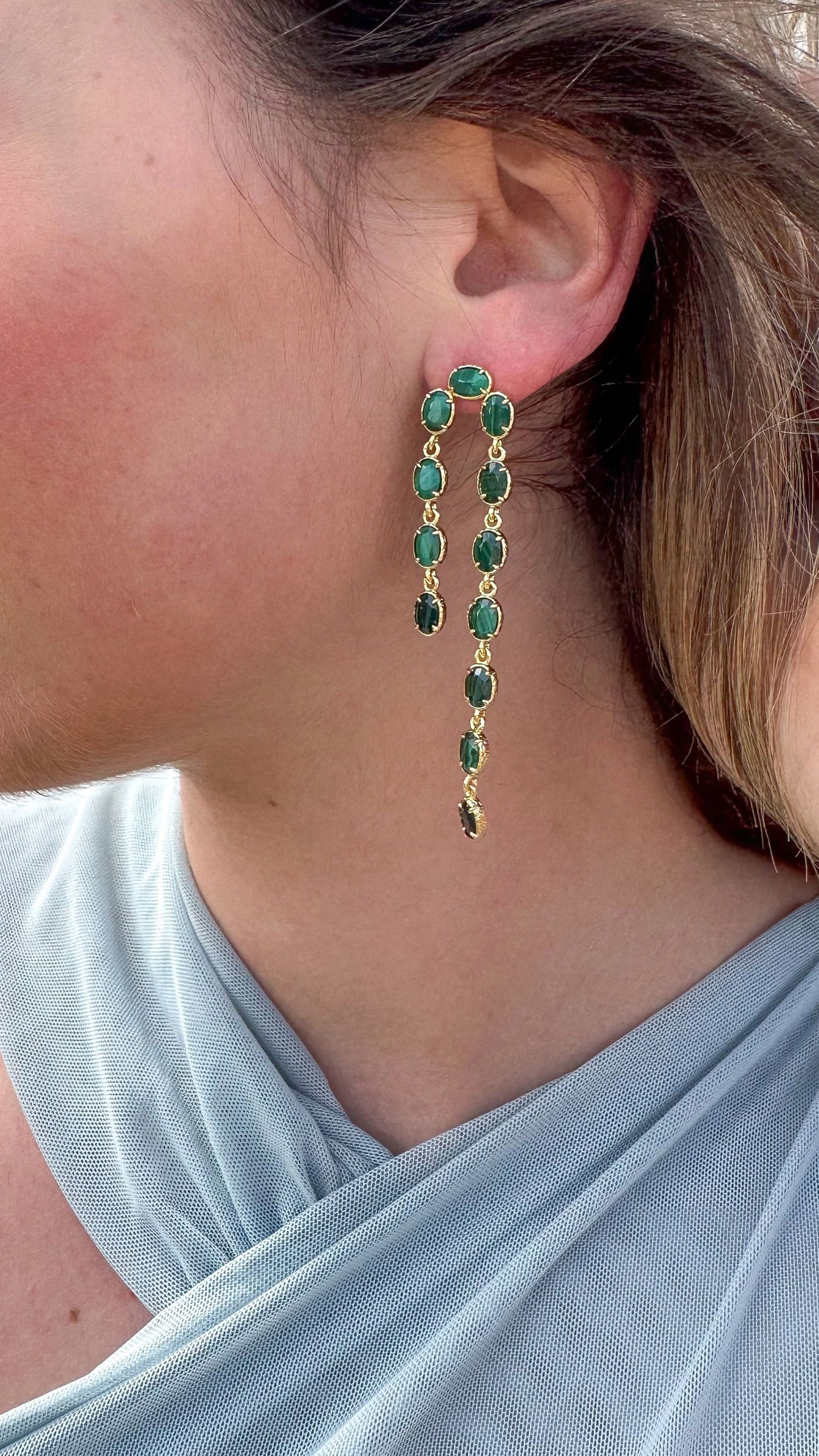 Boucles "Eden" malachite vertes