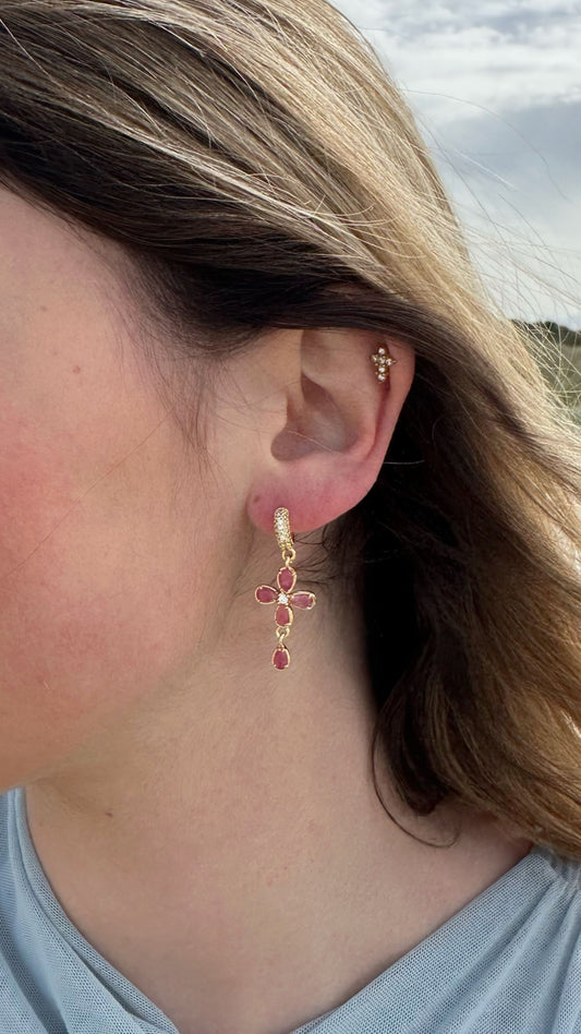 Boucles "Capucine" tourmaline rose