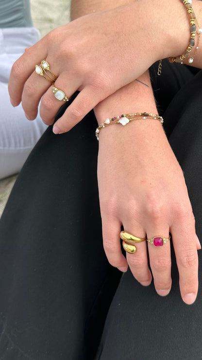 Bague "Juliette" agate rose