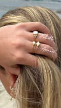 Bague Ariana dorée en acier inoxydable avec cabochon - Emilya Bijoux