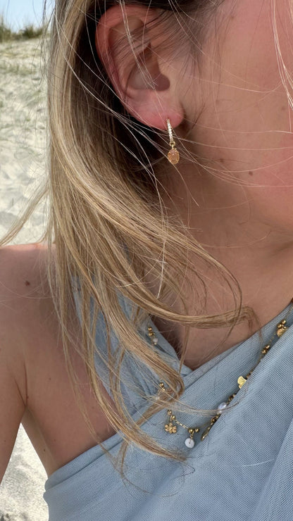 Boucles "Ambre" pierre de soleil