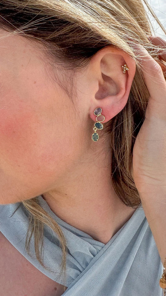 Boucles "Juliette" toumaline multicolore
