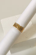 Bague Lily dorée frise de feuilles ciselées, acier inoxydable - Emilya Bijoux