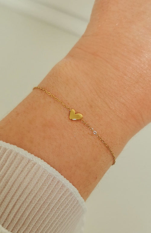 Bracelet Coeur doré en acier inoxydable, symbole d'affection à offrir