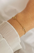 Bracelet Ambre doré avec maillons ovales façon marine en acier inoxydable