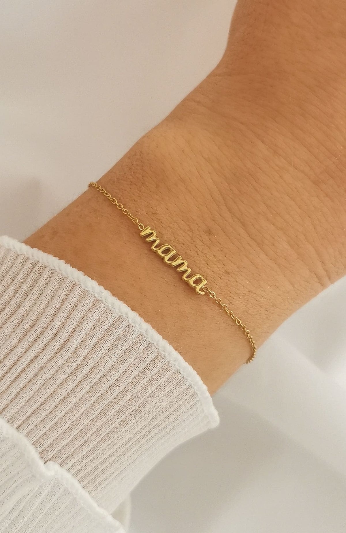 Bracelet Mama en acier inoxydable doré, ajustable, idée cadeau pour une maman