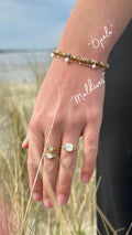 Bracelet Opale avec perles de pierre naturelle beige et marron en acier inoxydable