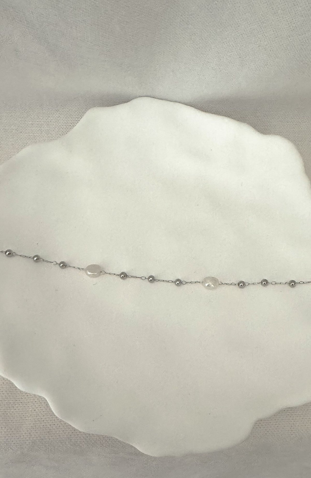 Chaîne de cheville argentée Maldives en acier inoxydable ornée de perles